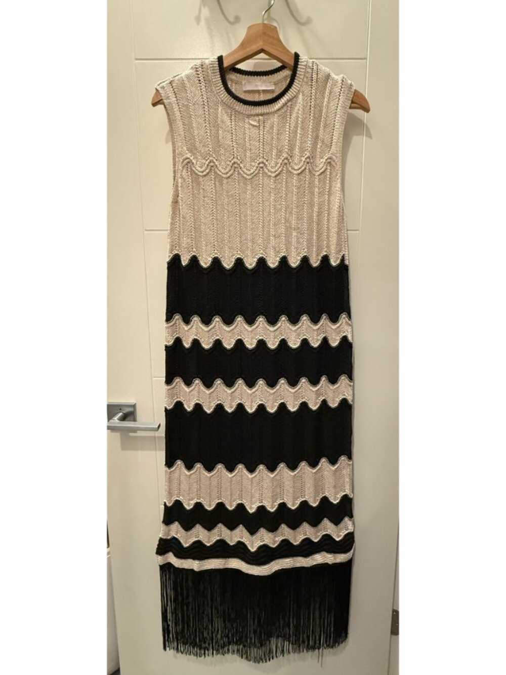 MANGO Women's Fringed Hem Midi Dress Size L - Picture 2 of 15